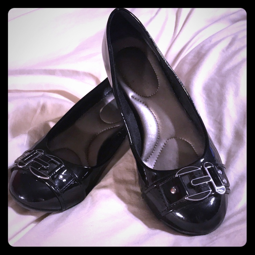 Black Patent Leather Wedge